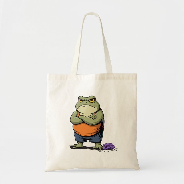 Tote Bag Grenouille grincheuse dessin animé drôle (Devant)