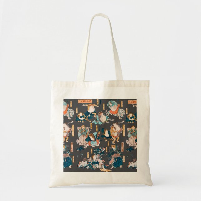 Tote Bag Grenouille japonaise ukiyo-e Froggies (Devant)