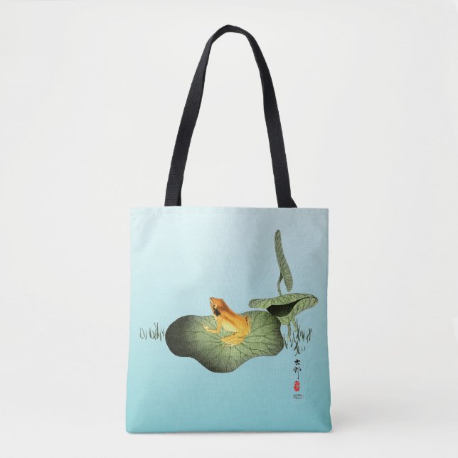 Tote Bag Grenouille jaune sur feuille de lotus (Devant)