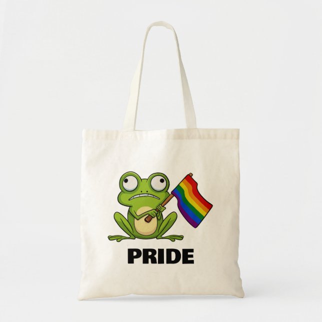 Tote Bag Grenouille LGBT avec drapeau de la fierté (Devant)