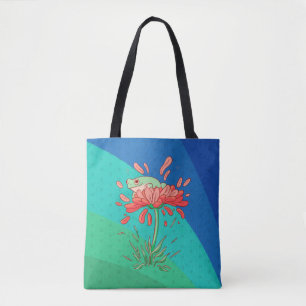 Tote Bag Grenouille mignonne aux pétales de fleurs