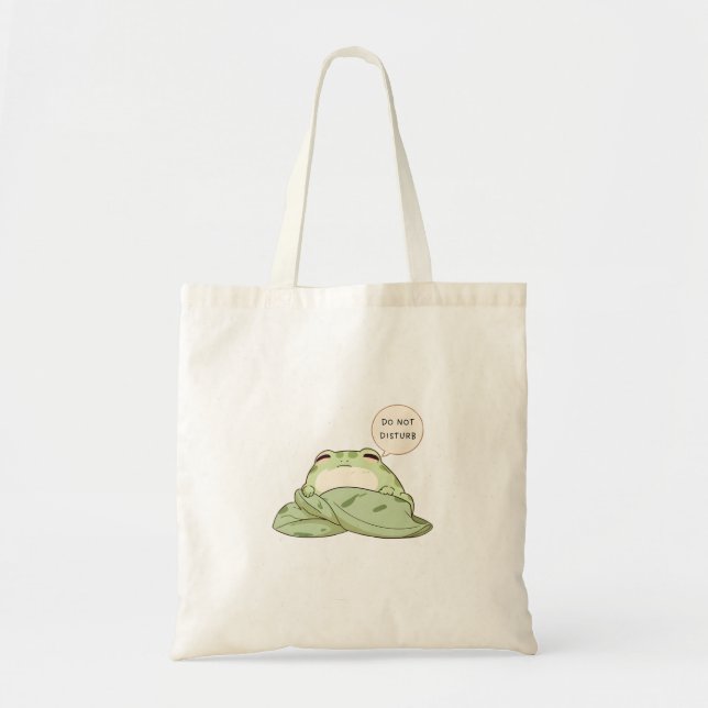 Tote Bag Grenouille mignonne en mode Ne Pas Déranger (Devant)