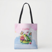 Grenouille personnalisée, fleurs et papillons bébé