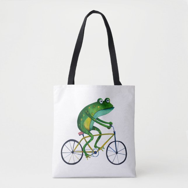 Tote Bag Grenouille Sur Vélo (Devant)