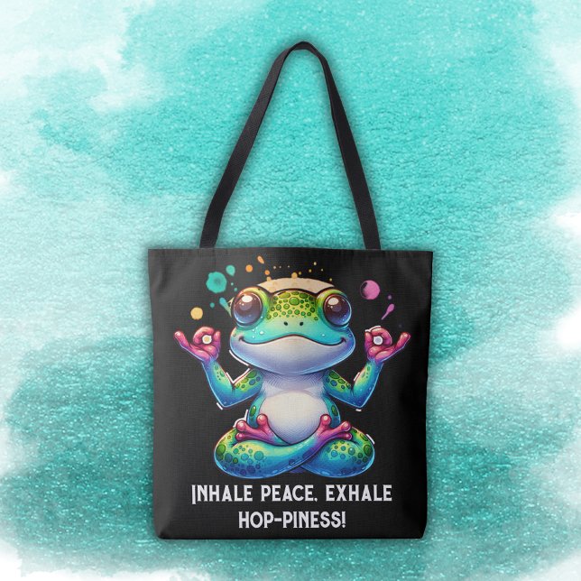 Tote Bag Grenouille verte moderne Inhale Exhale | (Créateur téléchargé)