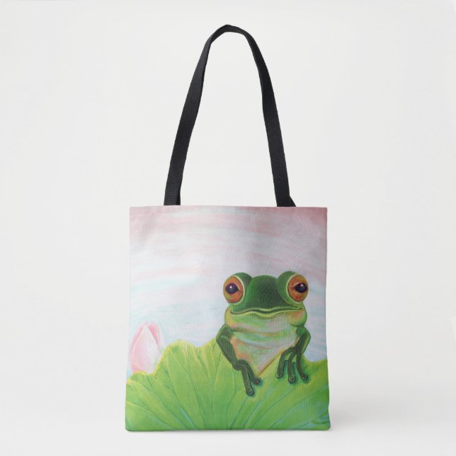 Tote Bag Grenouille verte Se détendre dans l'étang (Devant)
