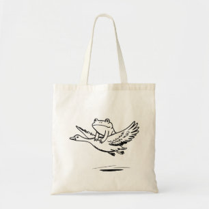 Tote Bag Grenouille vintage chevauchant une oie Nature Fant
