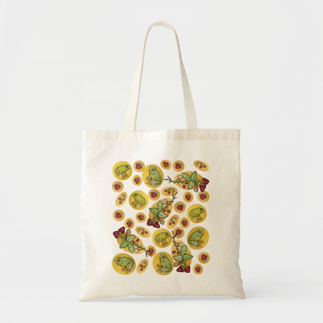 Tote Bag Grenouilles et fraises (Devant)