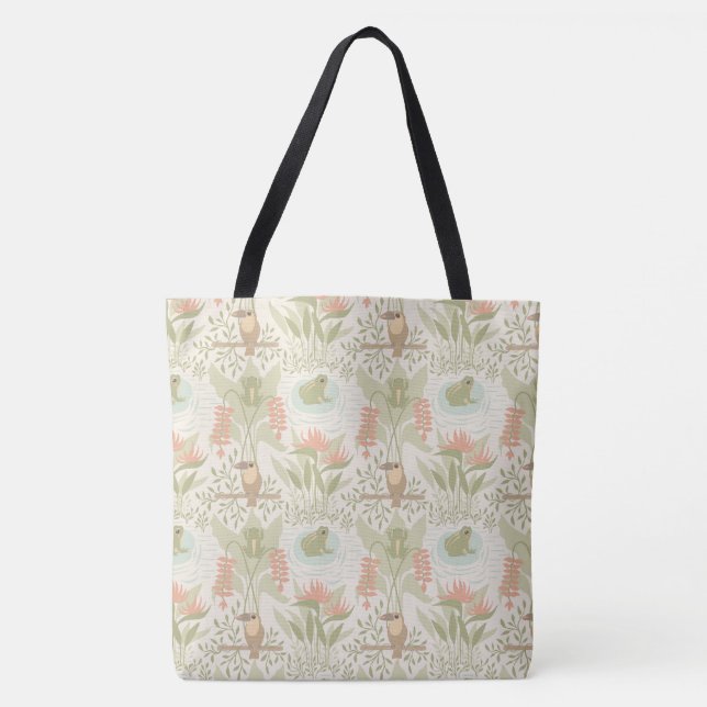 Tote Bag Grenouilles et oiseaux de la jungle douce (Devant)