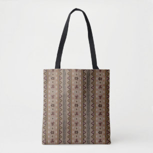 Tote Bag Grenouilles et Tortues Rayure Tribale Fantaisiste