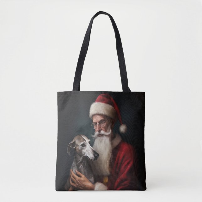 Tote Bag Greyhound avec Noël Festif du Père Noël (Devant)