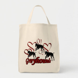 Tote Bag Greyhounds et Red Heart Chien