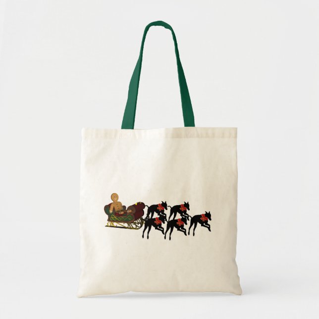 Tote Bag Greyhounds Sleigh Noël (Devant)
