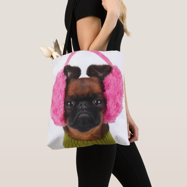 Tote Bag Griffon de Bruxelles avec les bouche-oreilles (De près)