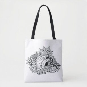 Tote Bag Griffonnage 2 d'appareil-photo de hippie