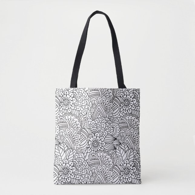 Tote Bag Griffonnage 2 de conception de fleur (Devant)