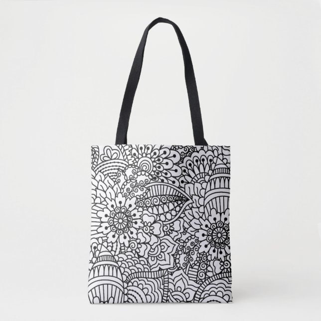 Tote Bag Griffonnage 2 de fleur (Devant)