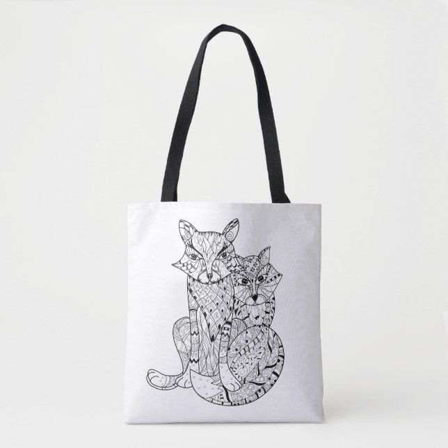 Tote Bag Griffonnage 2 de Fox de Boho (Devant)