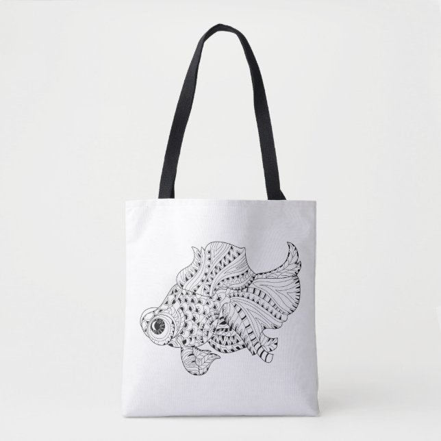 Tote Bag Griffonnage 2 de poissons (Devant)
