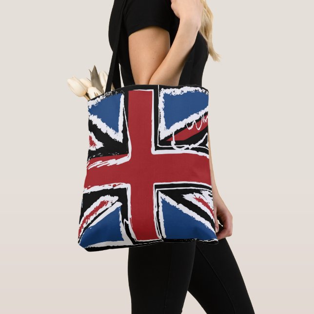 Tote Bag Griffonnage d'abrégé sur Union Jack (De près)