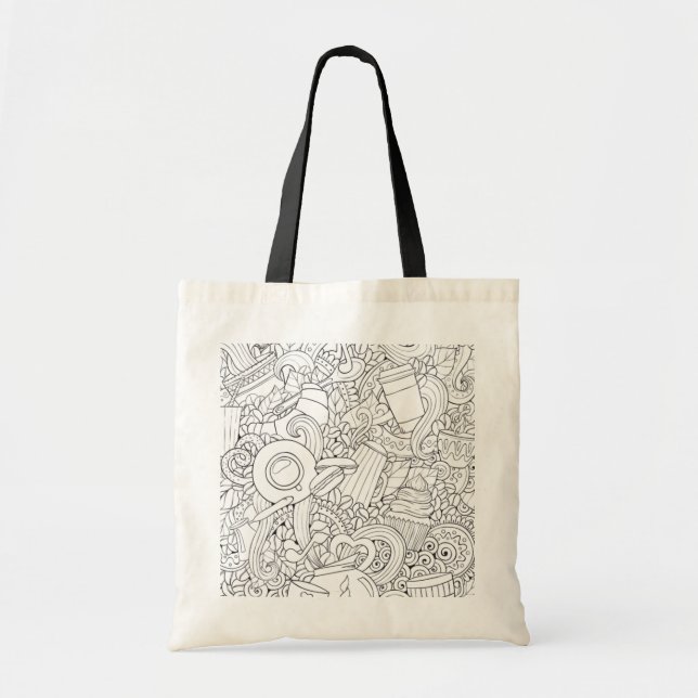 Tote Bag Griffonnage de café et de thé (Devant)