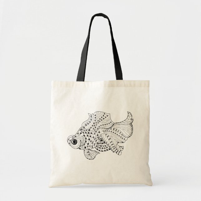 Tote Bag Griffonnage de poissons (Devant)