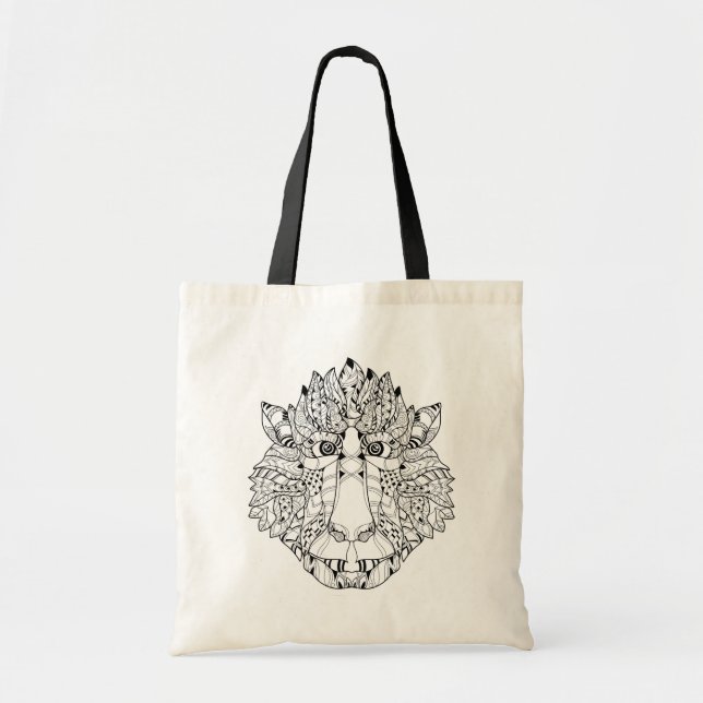 Tote Bag Griffonnage de tête de singe (Devant)