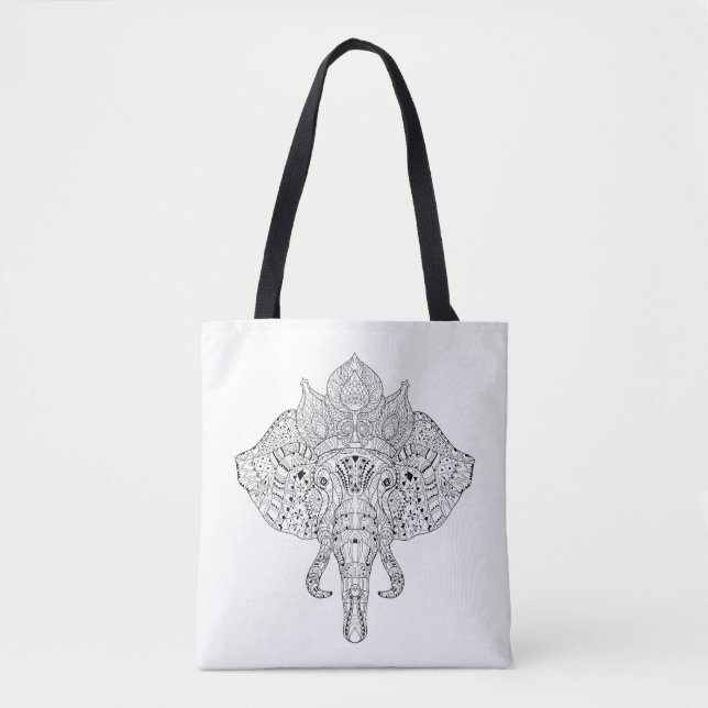 Tote Bag Griffonnage inspiré par tête 2 d'éléphant (Devant)