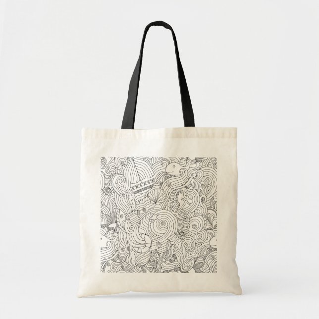 Tote Bag Griffonnage nautique (Devant)