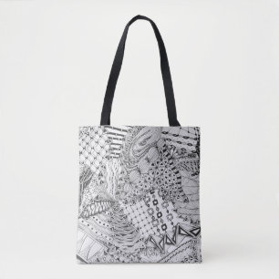 Tote Bag Griffonnage noir et blanc, dessin original