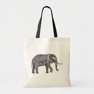 Tote Bag Griffonnage stylisé d'éléphant d'imaginaire
