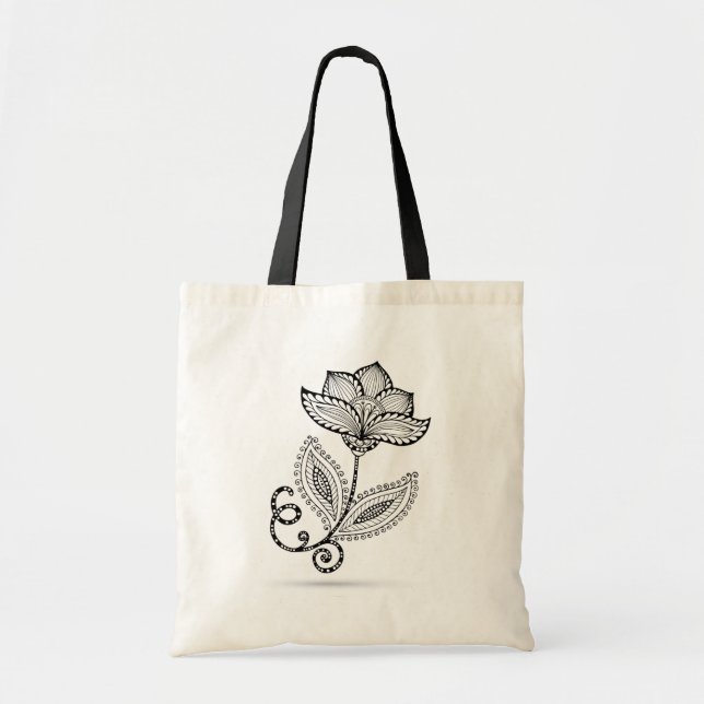 Tote Bag Griffonnages de Paisley Mehndi de henné (Devant)