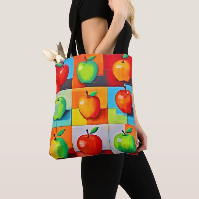 Tote Bag Grille Apple colorée (De près)