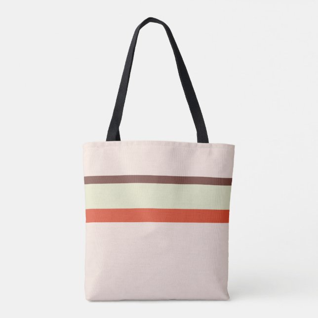Tote Bag Grille design naturel rose brun rouge vert (Dos)