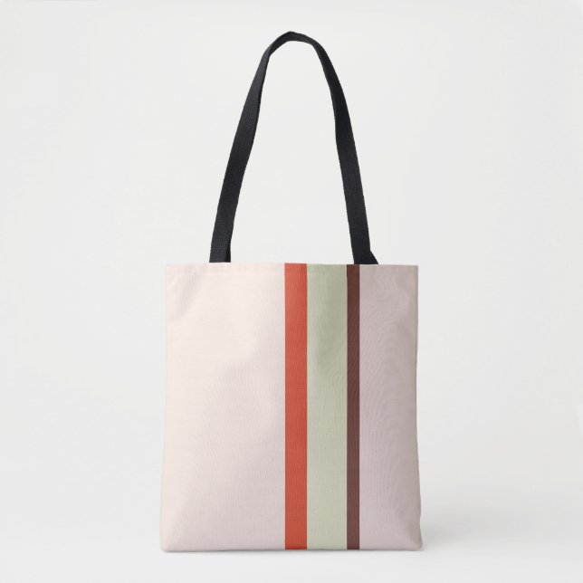 Tote Bag Grille design naturel rose brun rouge vert (Devant)