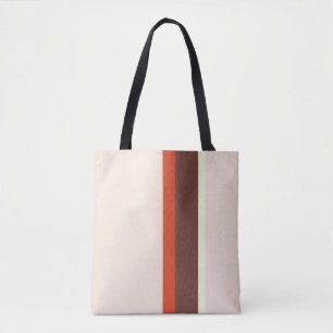 Tote Bag Grille design naturel rose rouge crème brun