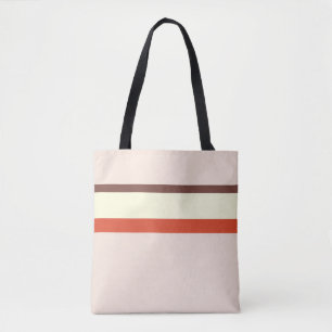 Tote Bag Grille design naturel rose rouge crème brun