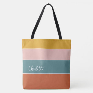 Tote Bag Grilles de blocs multicolores modernes personnalis