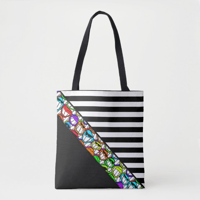 Tote Bag Grilles Motif large noir + cool (Devant)
