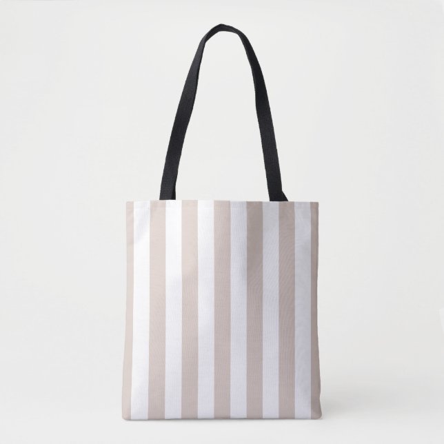 Tote Bag Grilles Verticales Bbeige Et Blanc Gratté (Devant)