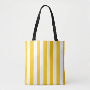 Tote Bag Grilles Verticales Jaune Et Blanc Gratté