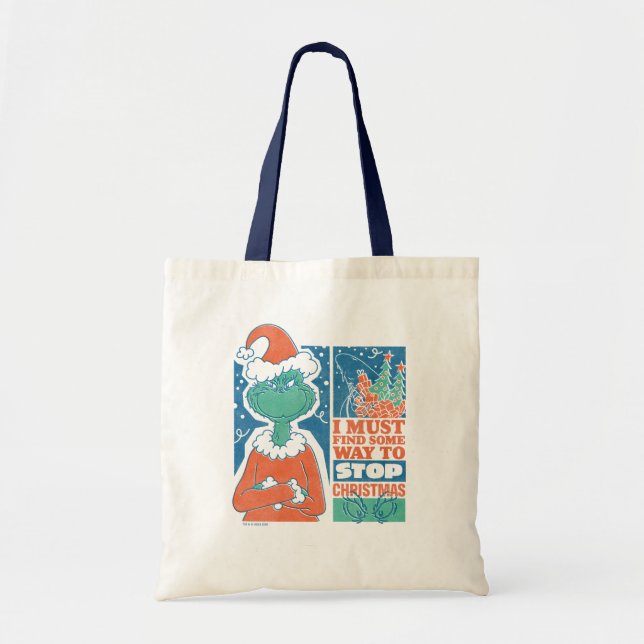 Tote Bag Grinch | Arrêtez Noël Graphique Vintage (Devant)