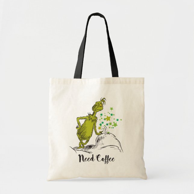 Tote Bag Grinch | Besoin de café drôle (Devant)