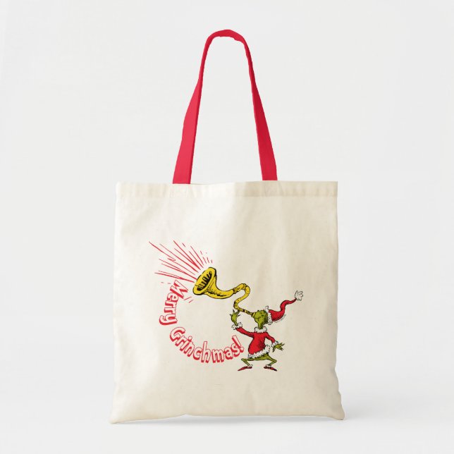 Tote Bag Grinch Blowing the Merry Grinchmas Horn (Devant)