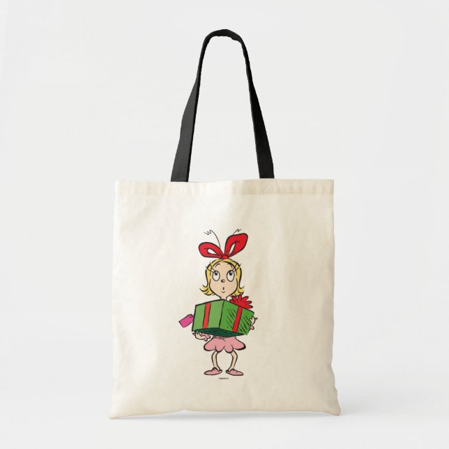 Tote Bag Grinch | Cindy-Lou Who - Tenant un Cadeau (Devant)