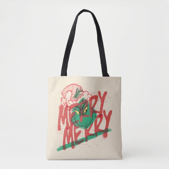 Tote Bag Grinch | Grunge Graphique Joyeux Joyeux (Devant)