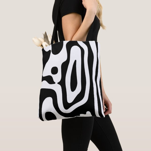 Tote Bag Grip Vise : Noir et Blanc Abstrait (De près)