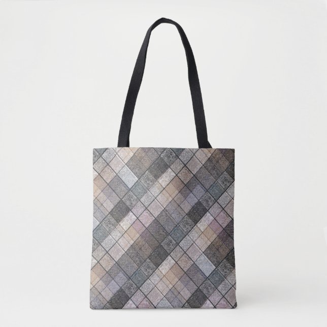 Tote Bag Gris à carreaux . (Devant)