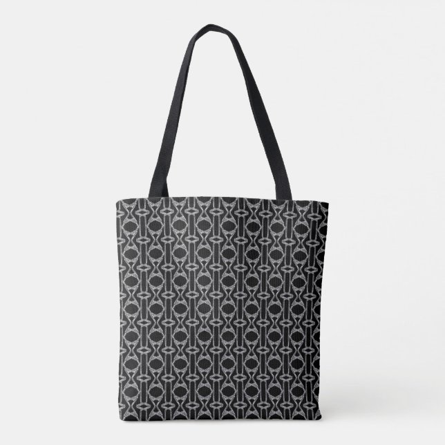 Tote Bag Gris argenté et Motif diamant noir (Dos)