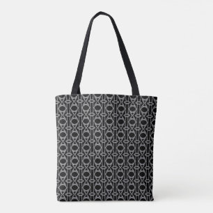 Tote Bag Gris argenté scintillant et motif diamant noir